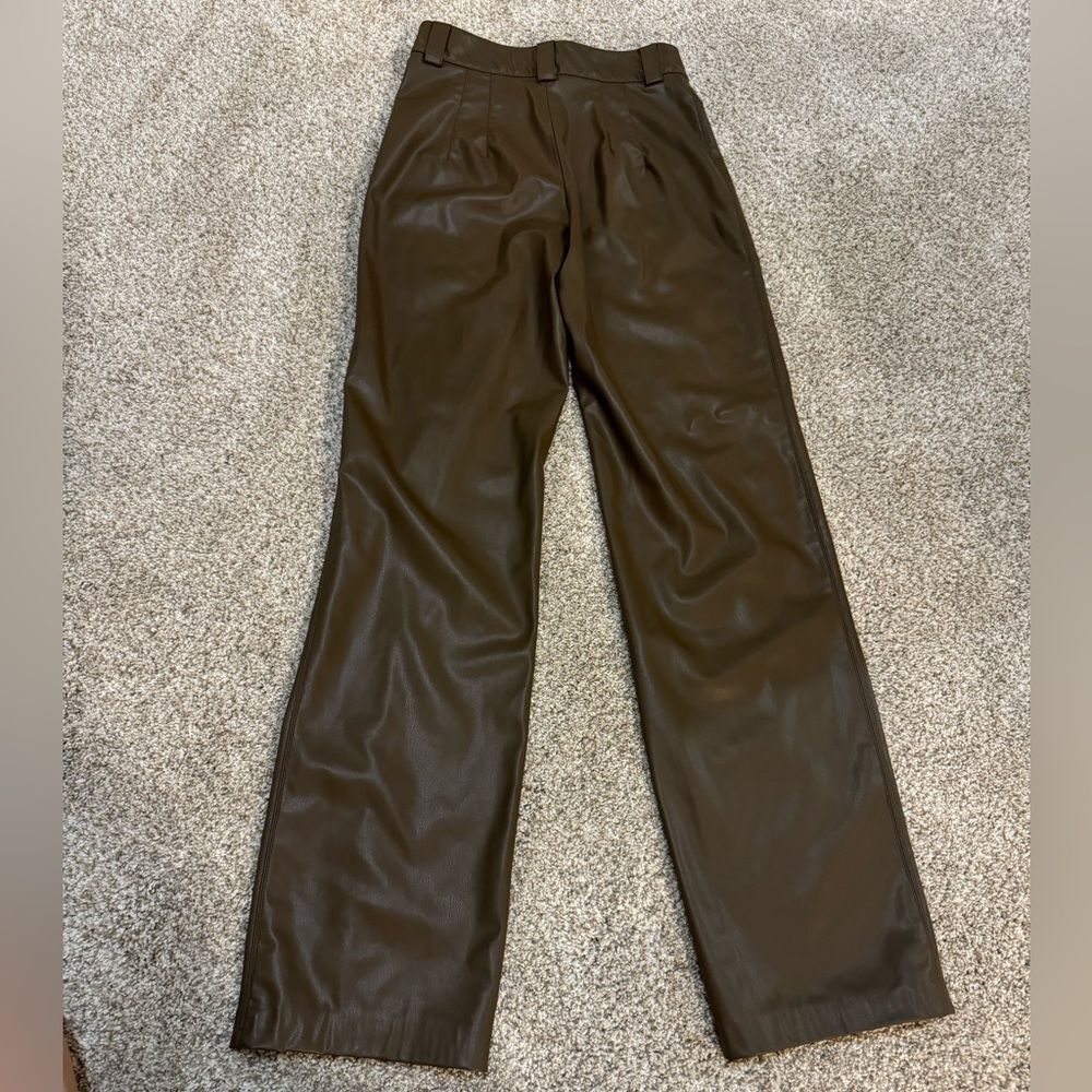 Women’s Zara Faux Leather Fleece-Lined Pants | XS | Chocolate Brown - Picture 5 of 8